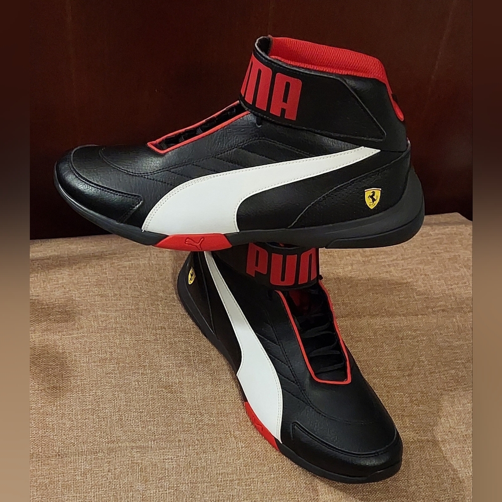 PUMA SCUDERIA FERRARI x KART CAT 3 MEN'S BLACK-WHITE-RED SNEAKERS SIZE 12 NEW